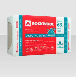 Утеплитель Rockwool Акустик Баттс 50 х 100 х 600 мм, упаковка 6 м2